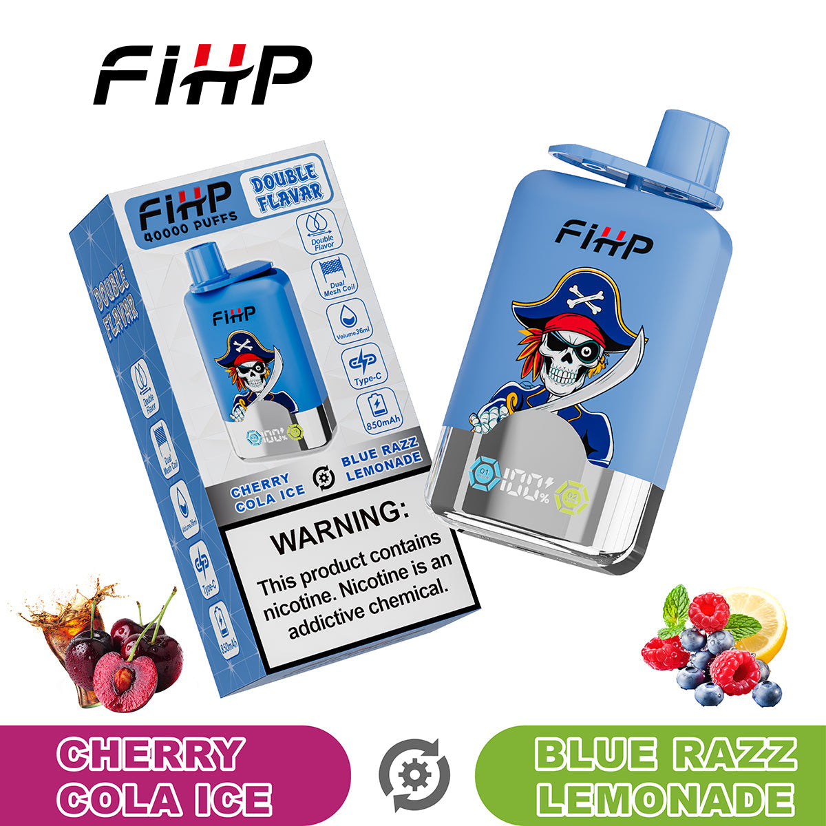 Elektronická cigareta FIHP 40000 Puffs s dvojitou příchutí