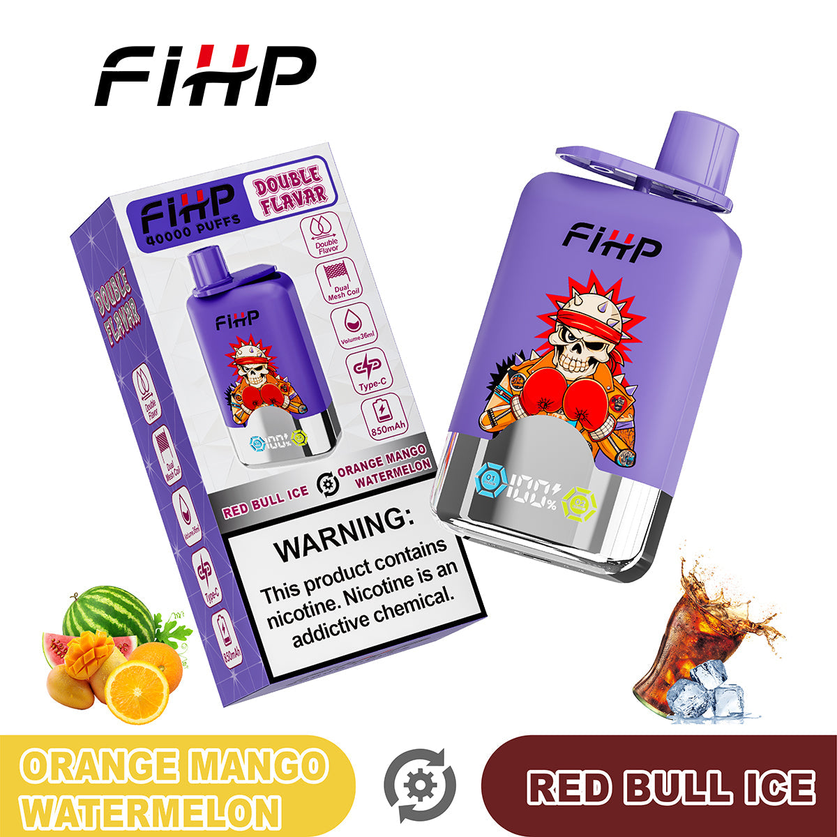 Elektronická cigareta FIHP 40000 Puffs s dvojitou příchutí
